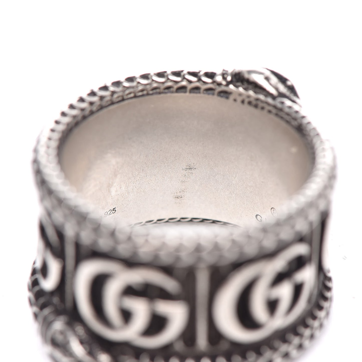 Sterling Silver GG Marmont Snake Band Ring 55 7.5