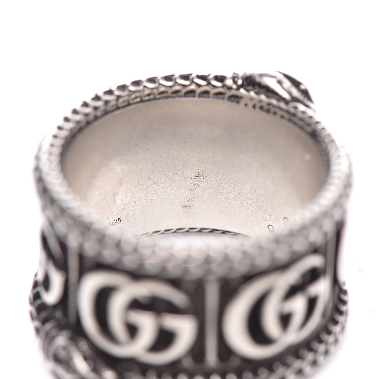 Gucci Sterling Silver GG Marmont Snake Band Ring 55 7.5 8 of 8
