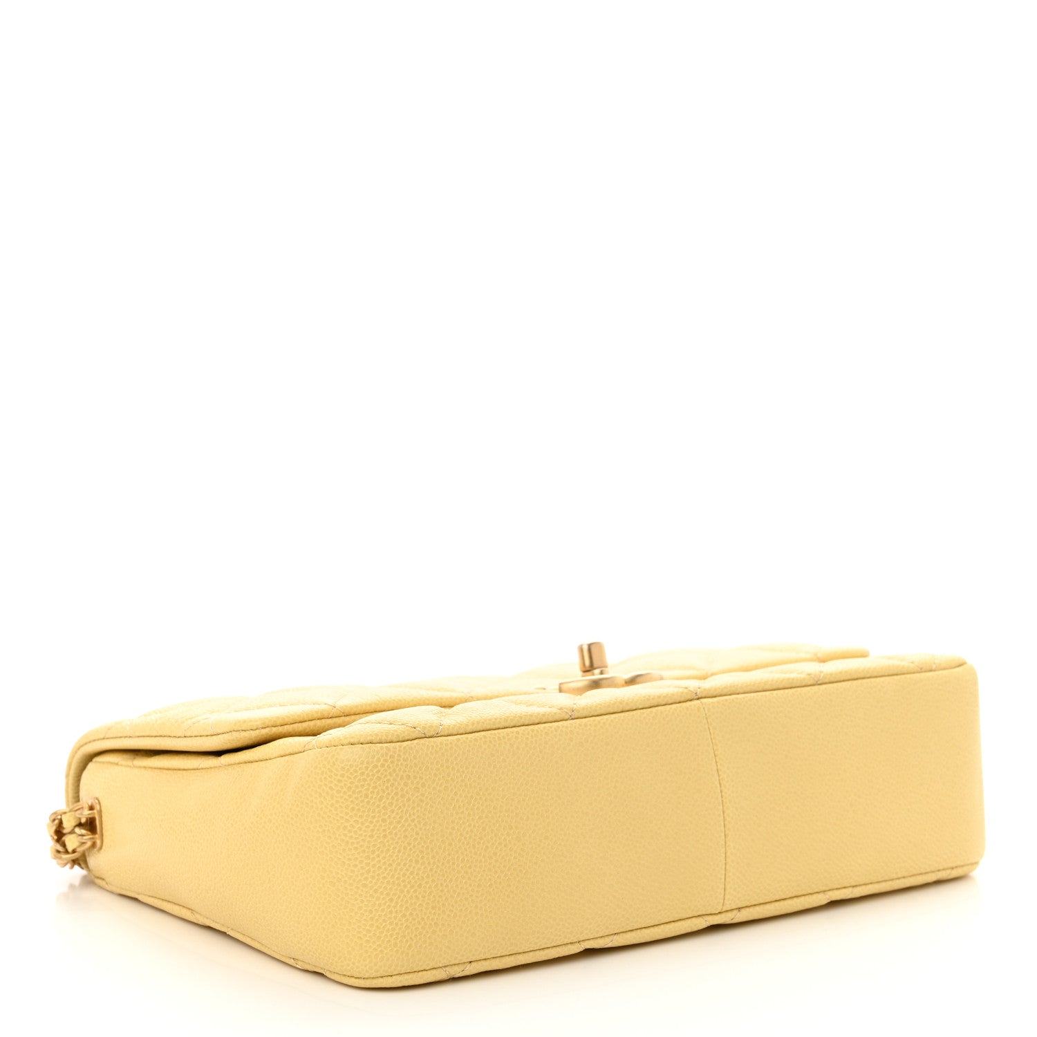 Chanel Shiny Caviar Quilted Large Chain Melody Flap Yellow 4 of 11