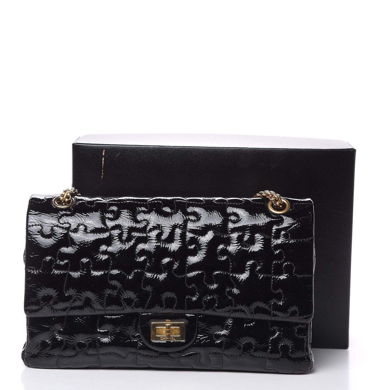 Chanel Crackled Patent Calfskin Puzzle 2.55 Reissue 226 Flap Black 13 of 13