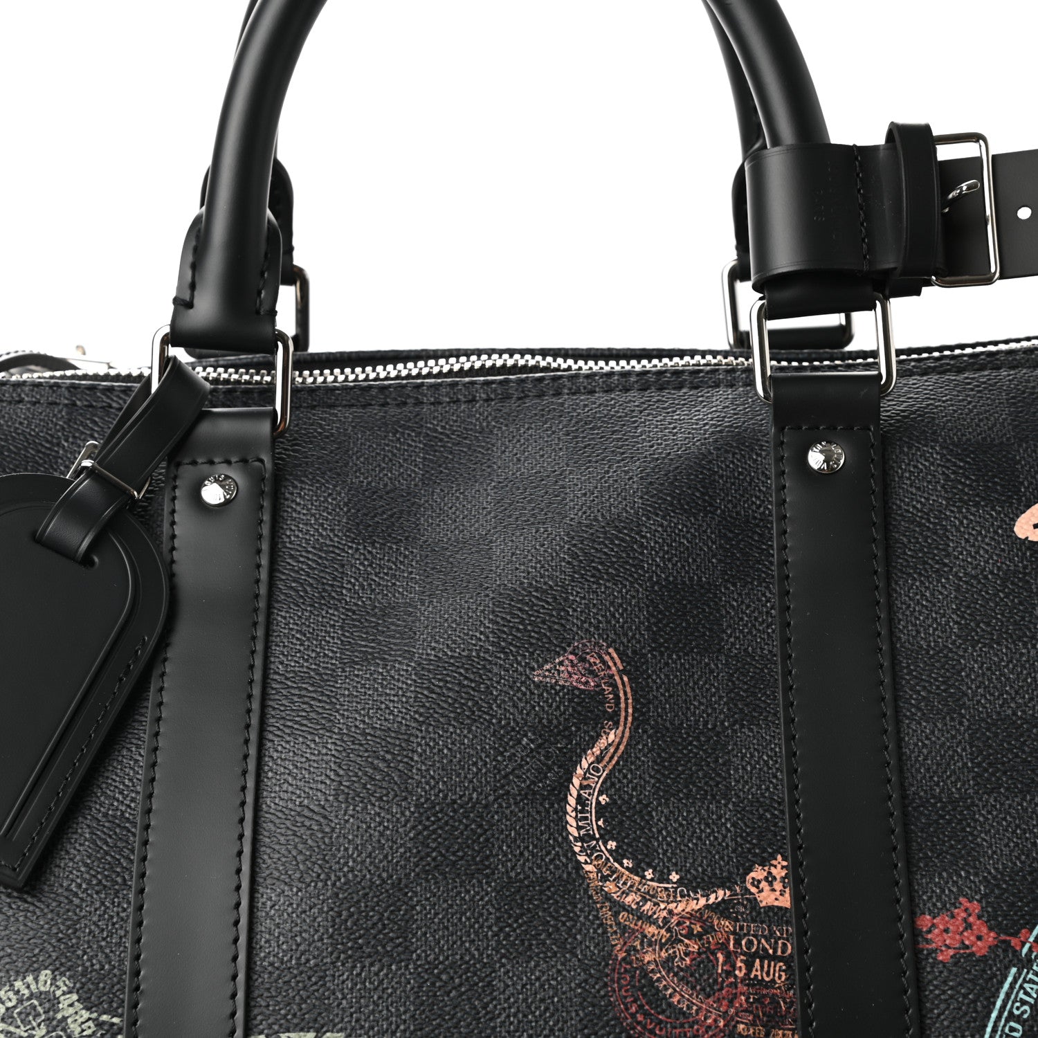 Louis Vuitton Damier Graphite Stamps Keepall Bandouliere 50 10 of 16