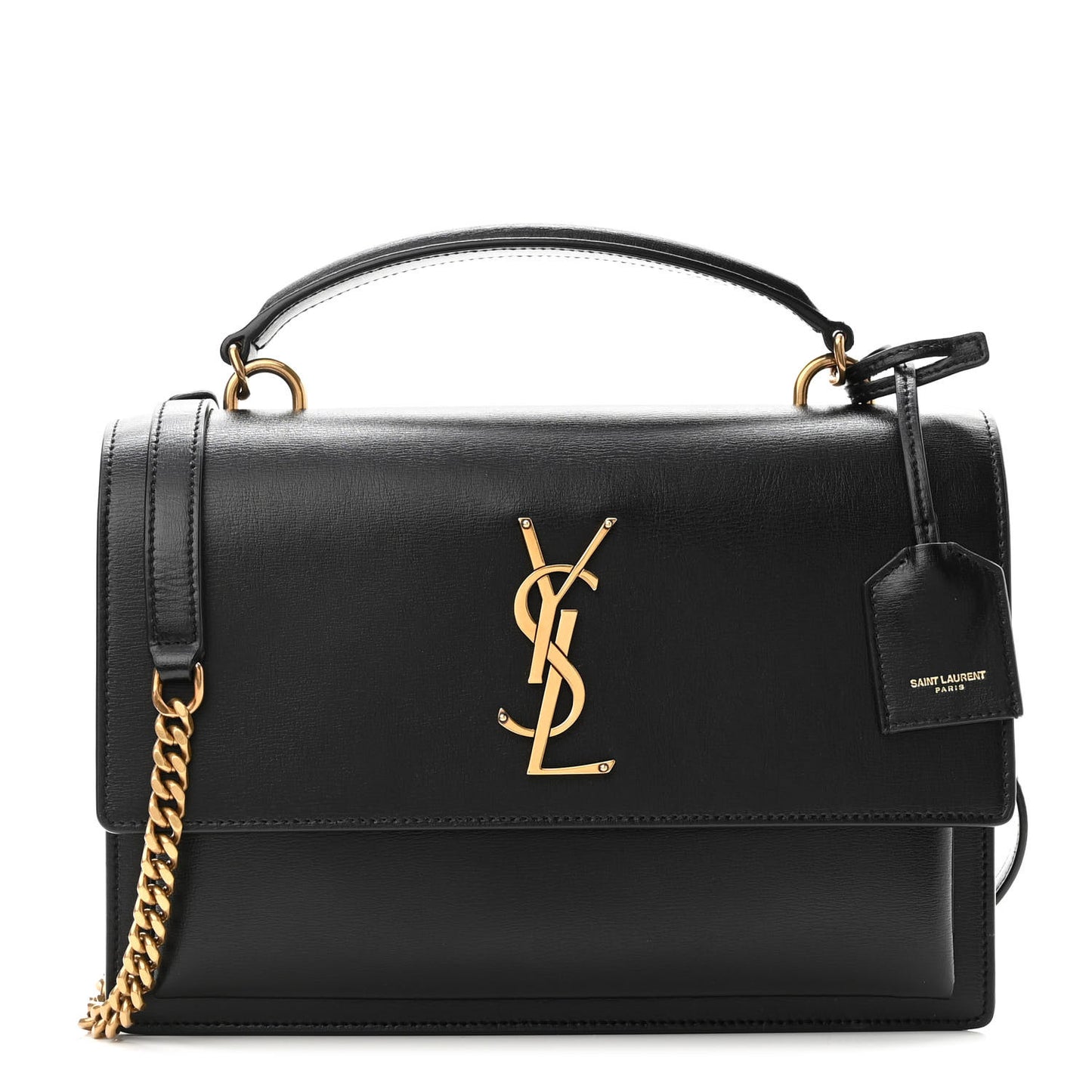 Smooth Calfskin Medium Monogram Sunset Satchel Black
