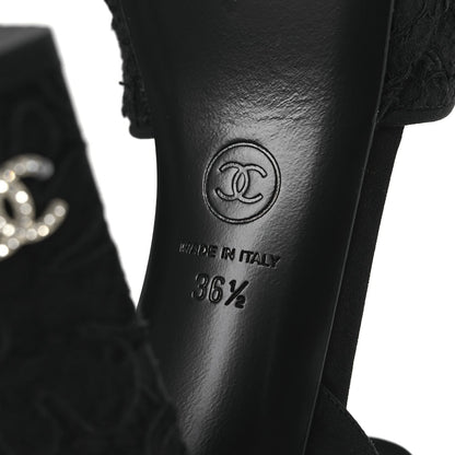 Chanel Cotton Lace CC Platform Sandals 36.5 Black 8 of 13