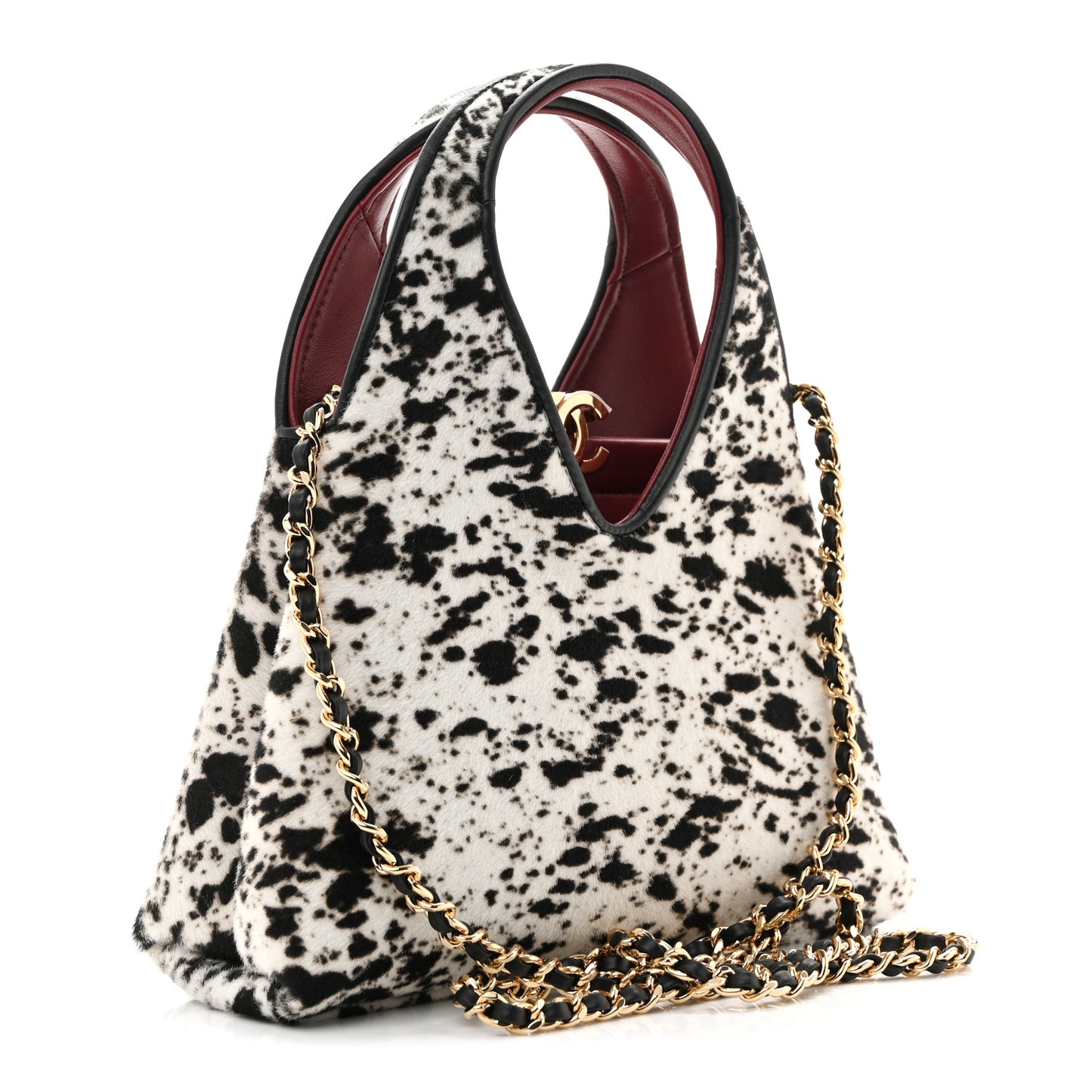 Pony Hair Printed Chic Lady Small Shopping Tote White Black