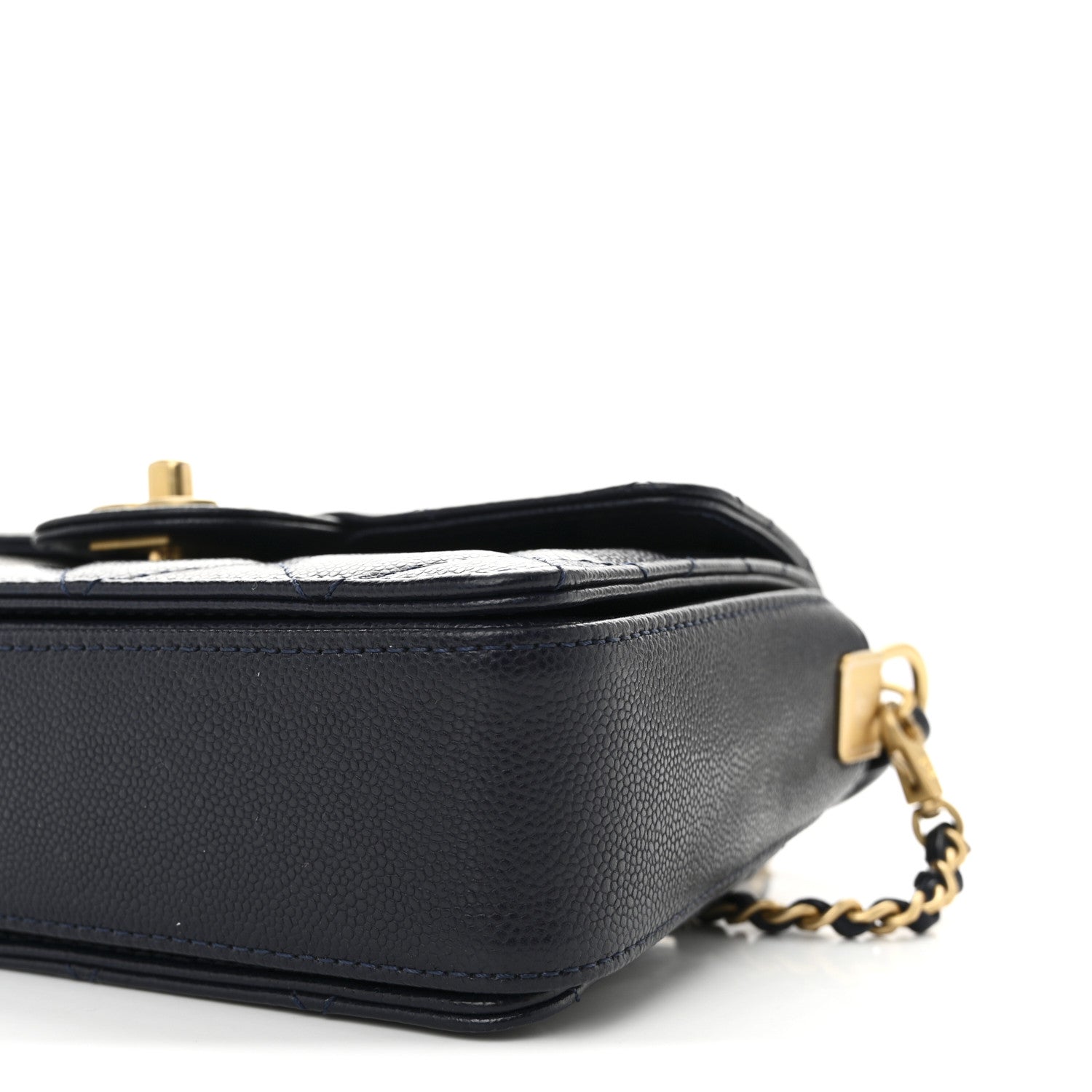 Chanel Shiny Caviar Quilted Mini Top Handle Flap Navy Blue 10 of 11