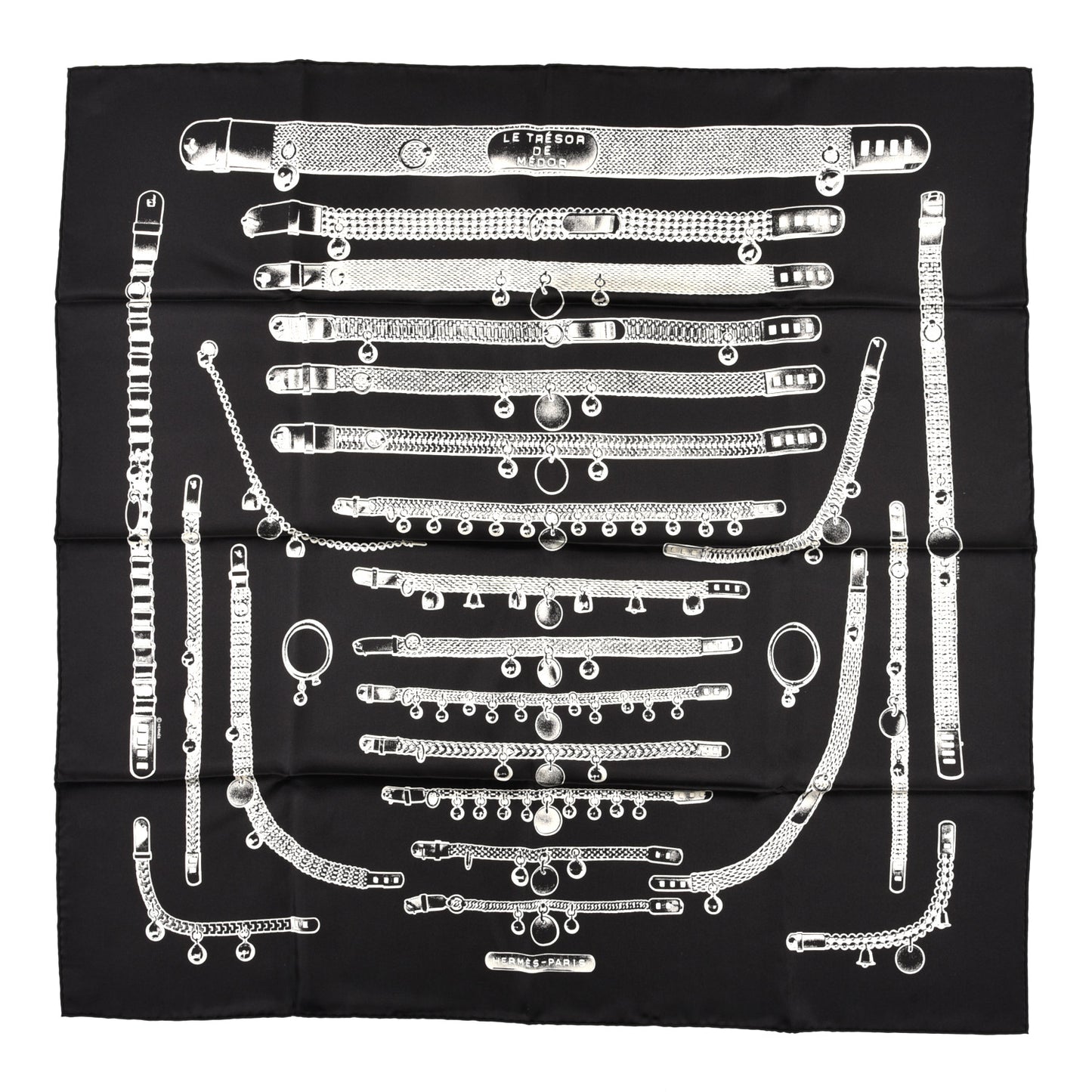 Silk Le Tresor De Medor Scarf 90 Black Creme