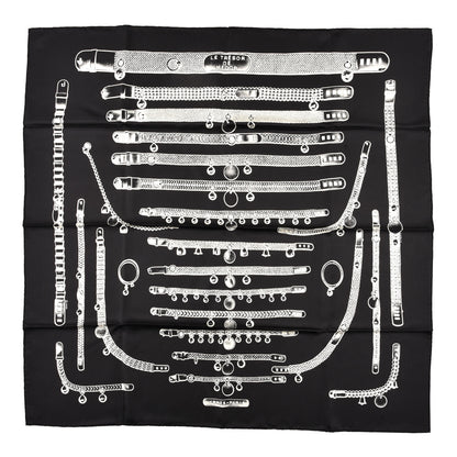 Hermes Silk Le Tresor De Medor Scarf 90 Black Creme 1 of 6