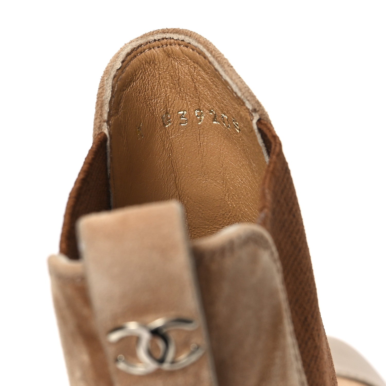 Chanel Suede Lambskin Cap Toe Ankle Boots 37.5 Light Brown 8 of 9