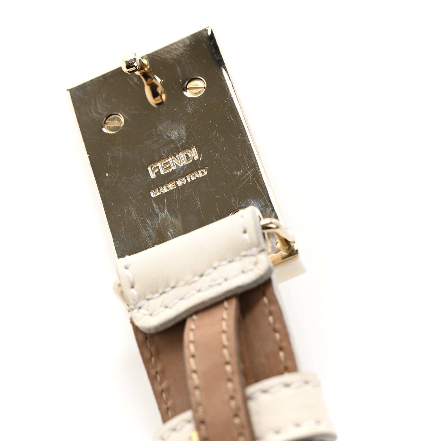 Calfskin Enamel  FF Belt 85 34  White