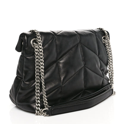 Saint Laurent Lambskin Quilted Small Loulou Puffer Monogram Chain Satchel Black 3 of 12