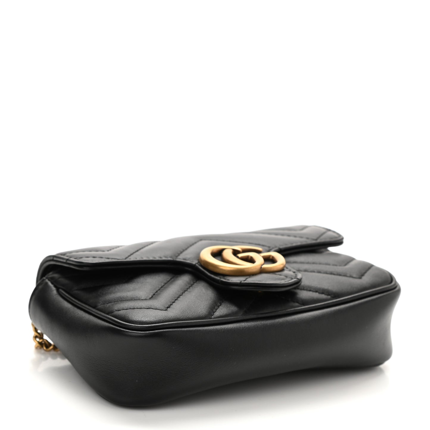 Calfskin Matelasse Super Mini GG Marmont Shoulder Bag Black