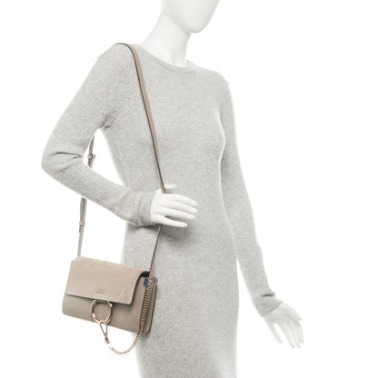 Chloe Suede Calfskin Small Faye Shoulder Bag Motty Grey 2 of 8