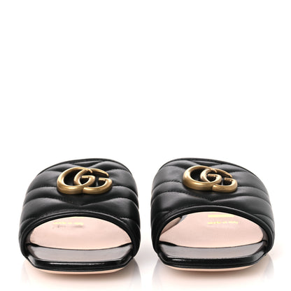 Gucci Nappa Matelasse GG Marmont Flat Slide Sandals 36.5 Black 3 of 11
