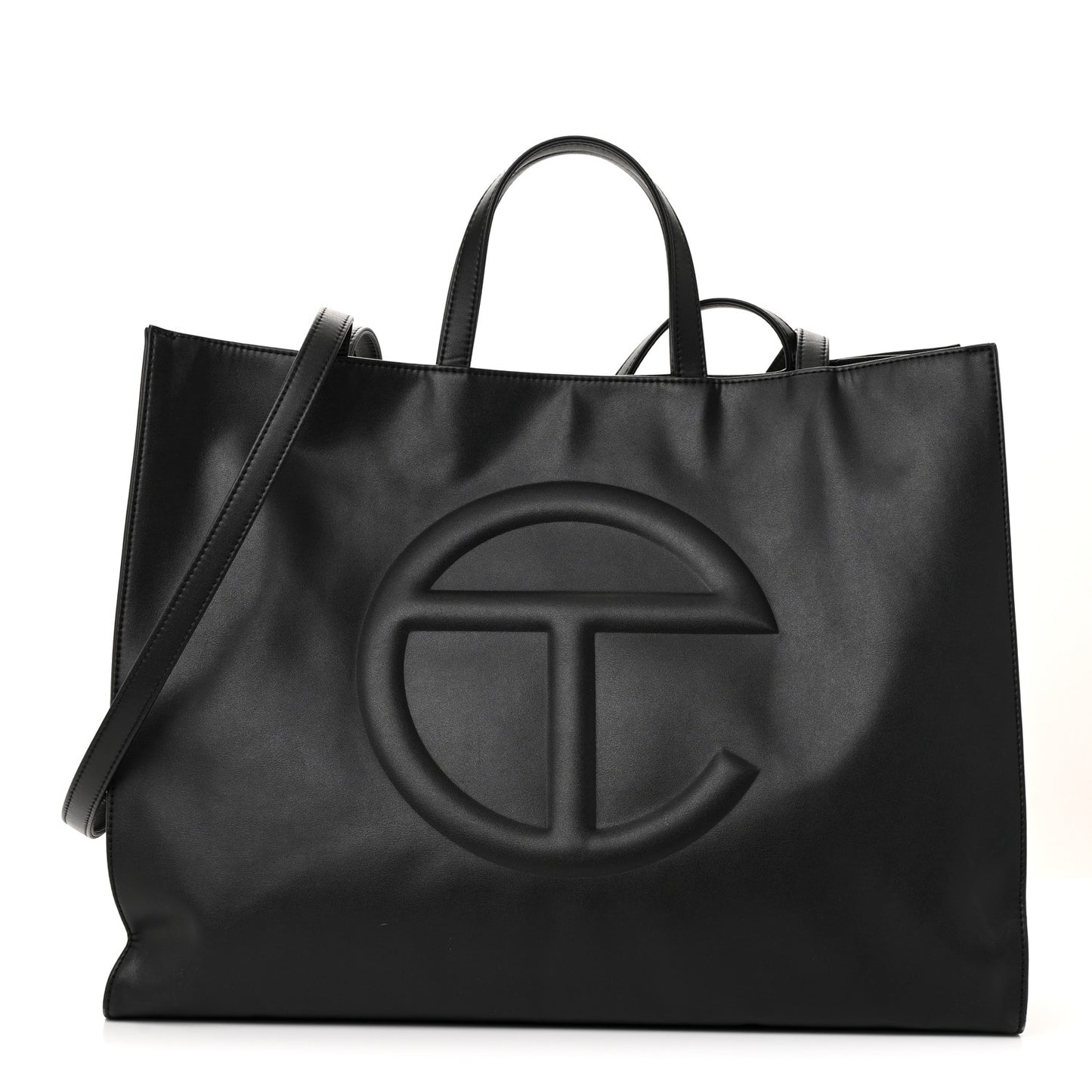 Vegan Leather Large Shopping Bag Black