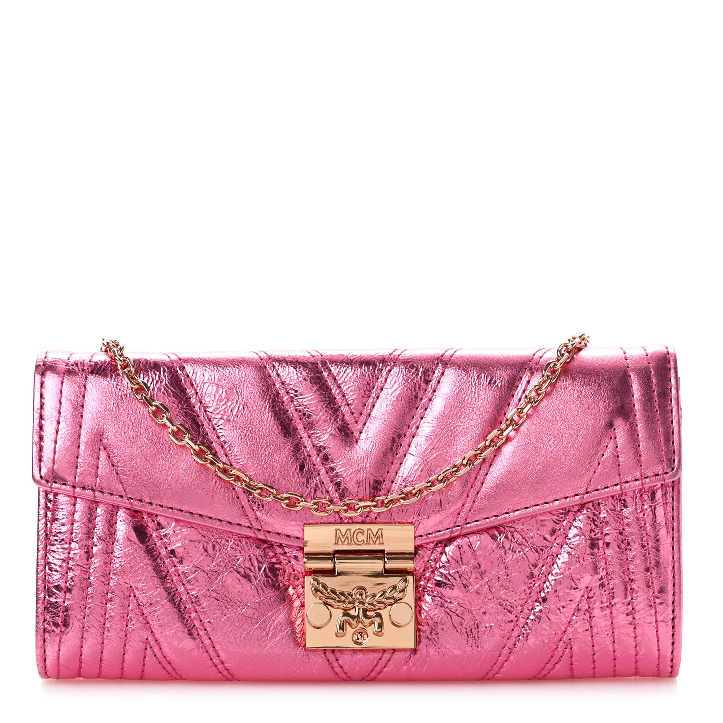 Metallic Calfskin Quilted Patricia Wallet On Chain Viva Lila