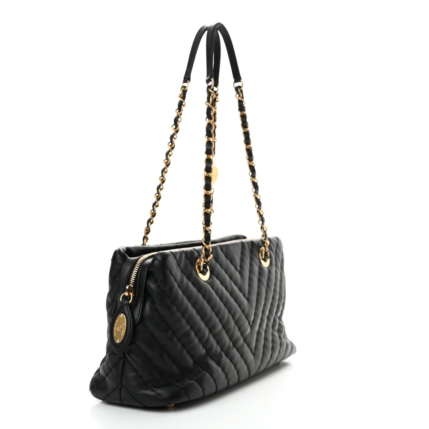 Chanel Calfskin Chevron Quilted Surpique Tote Black 3 of 11