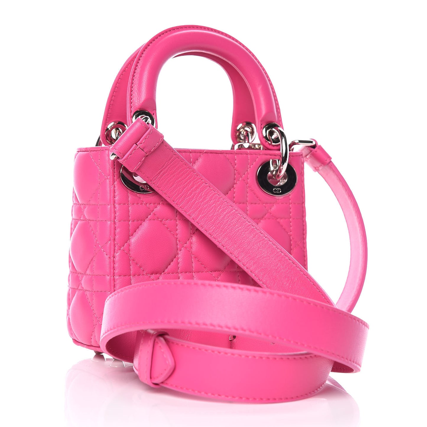 Lambskin Cannage Nano Lady Dior Fuchsia