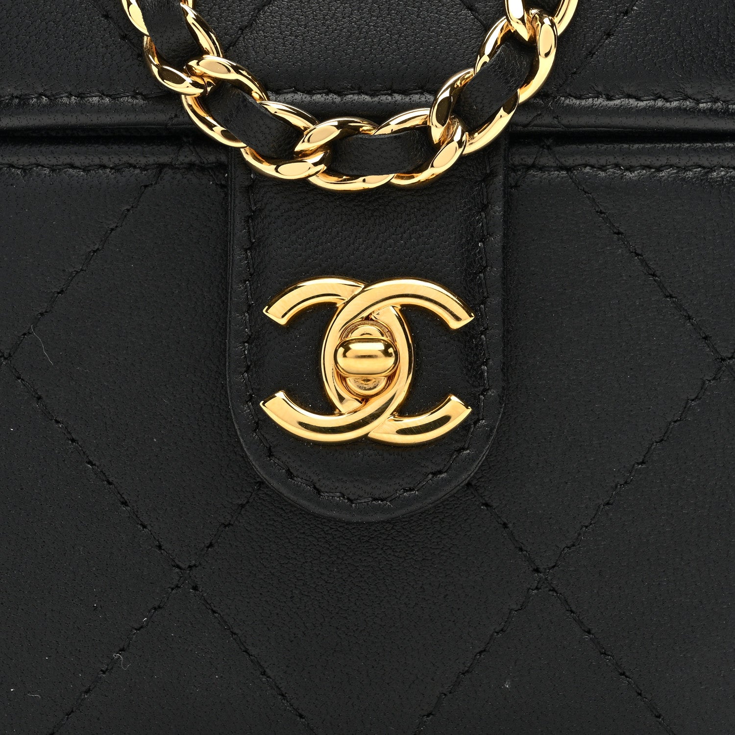 Chanel Lambskin Quilted Vanity Clutch With Chain Black 9 of 12