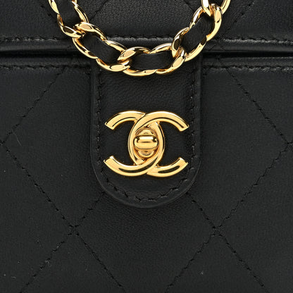 Chanel Lambskin Quilted Vanity Clutch With Chain Black 9 of 12