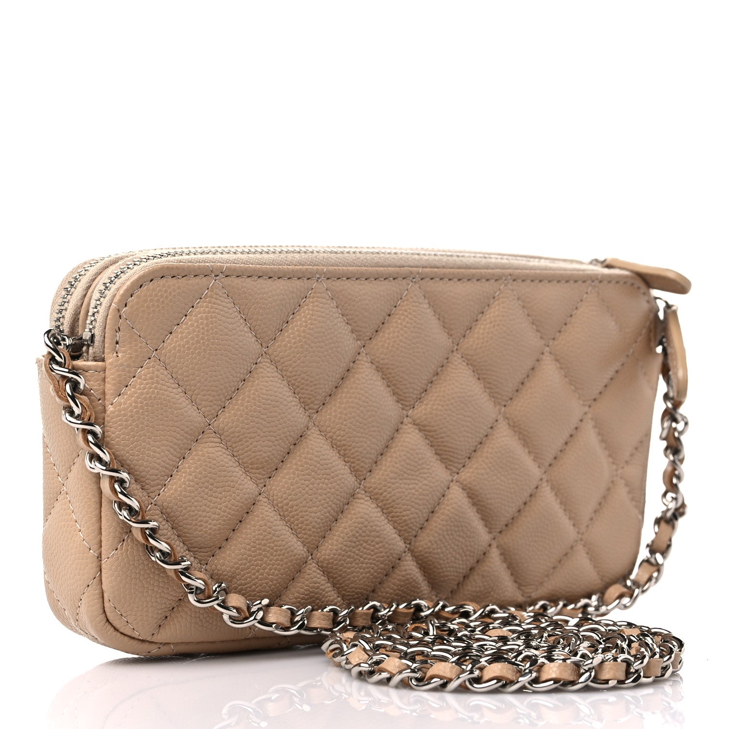 Chanel Caviar Quilted Small Clutch With Chain Beige 3 of 14