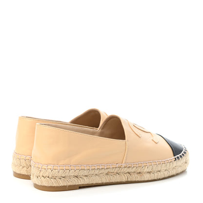Chanel Lambskin CC Espadrilles 38 Beige Black 3 of 4