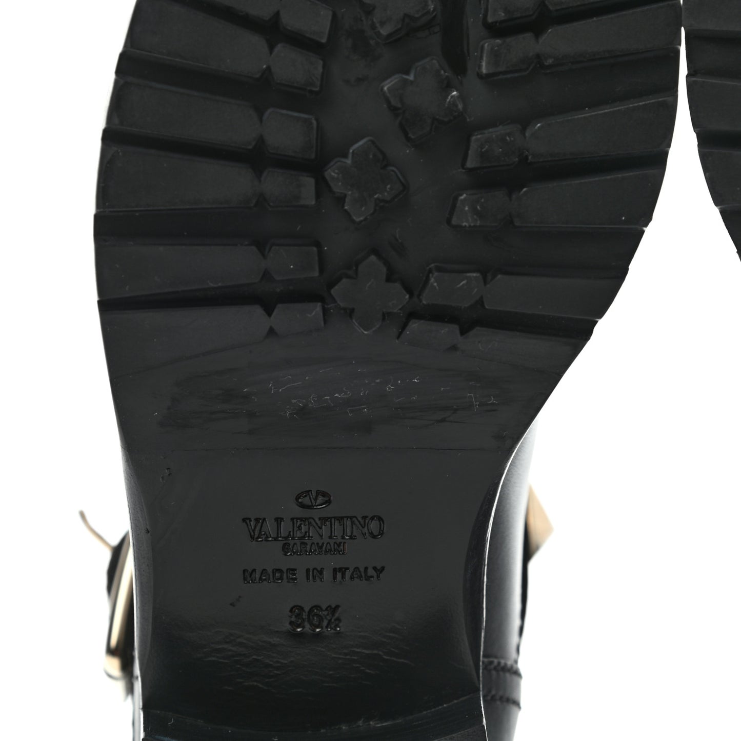 Calfskin Lock Studded 30mm Biker Boots 36.5 Black