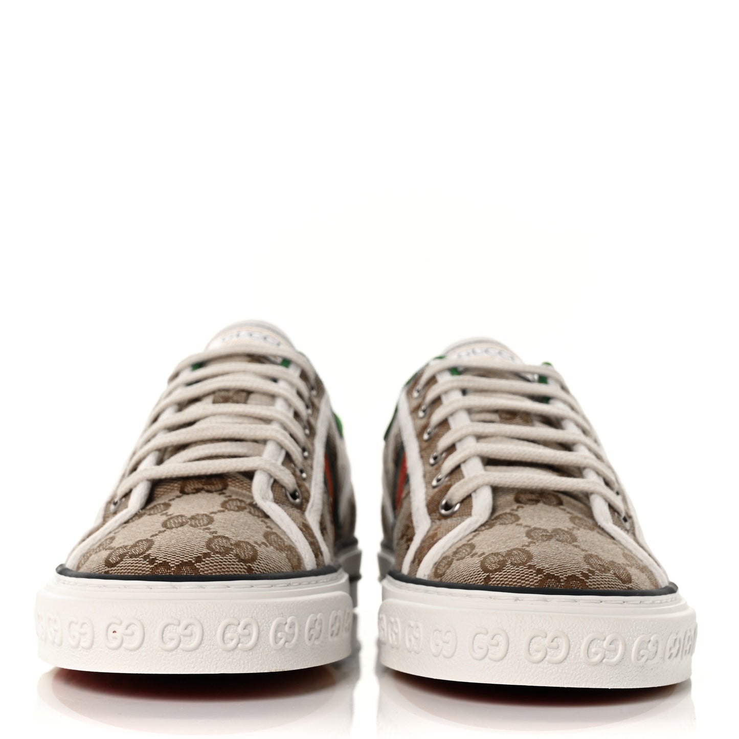 GG Monogram Web Womens 1977 Tennis Sneakers 39.5 Beige Ebony Mystic White