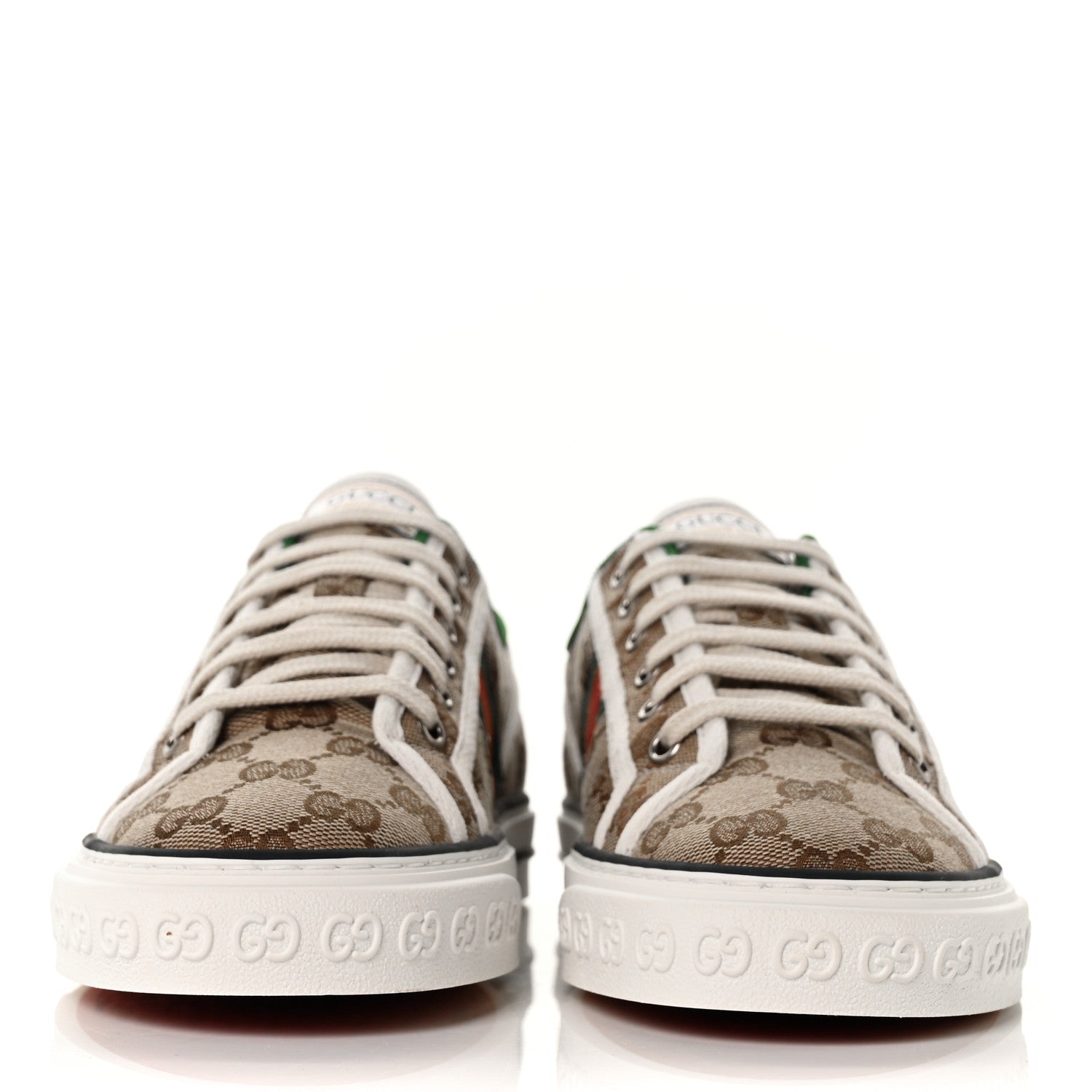 Gucci GG Monogram Web Womens 1977 Tennis Sneakers 39.5 Beige Ebony Mystic White 2 of 8