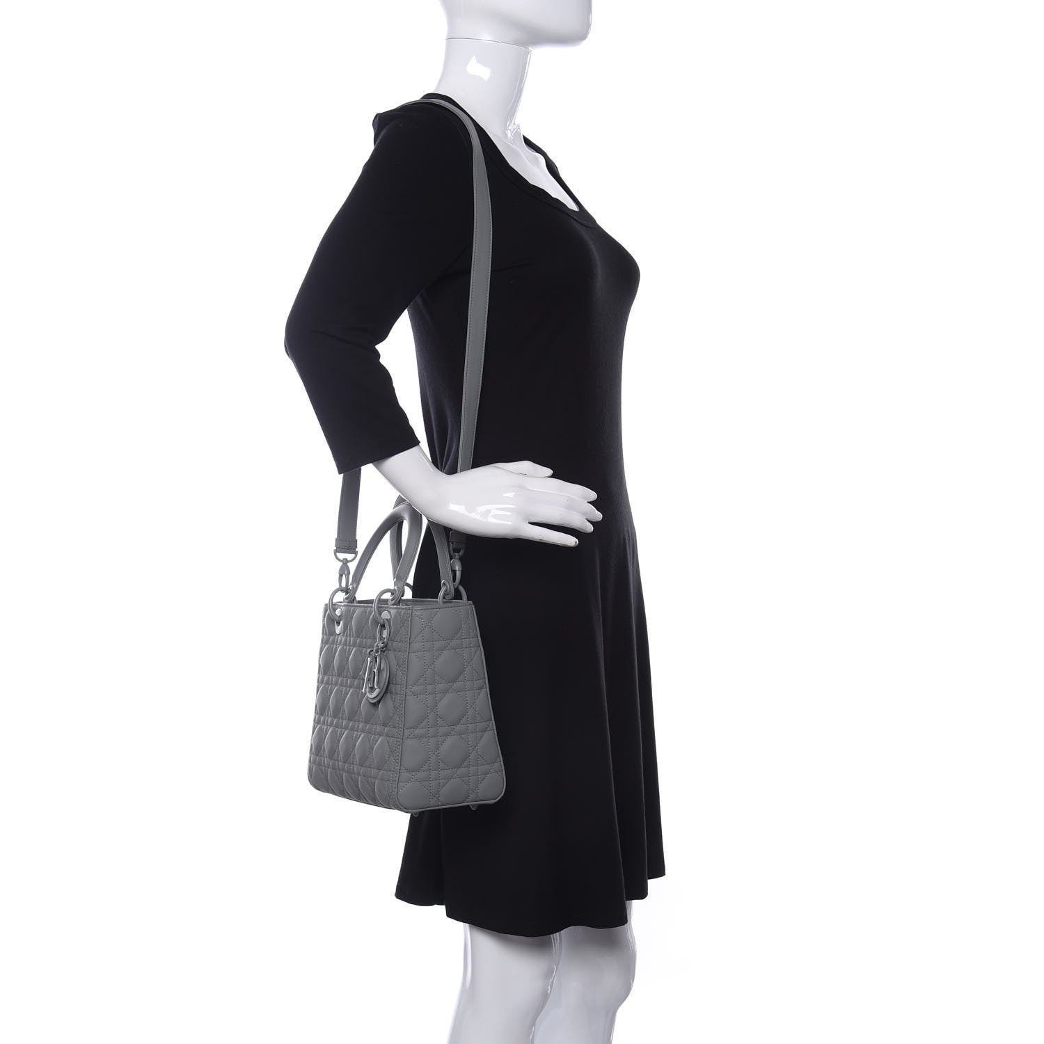 Christian Dior Ultra Matte Calfskin Cannage Medium Lady Dior Grey Stone 2 of 11