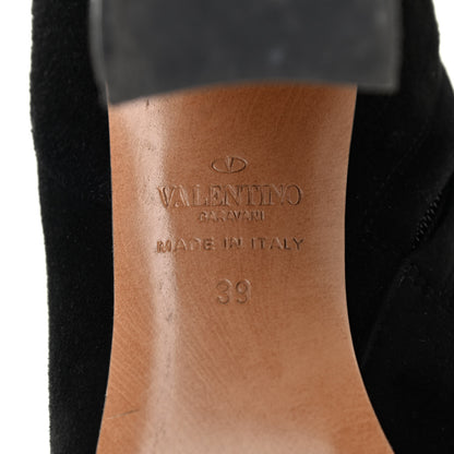 Valentino Garavani Suede Rockstud Buckle 90mm Block Heel Ankle Boots 39 Black 6 of 10