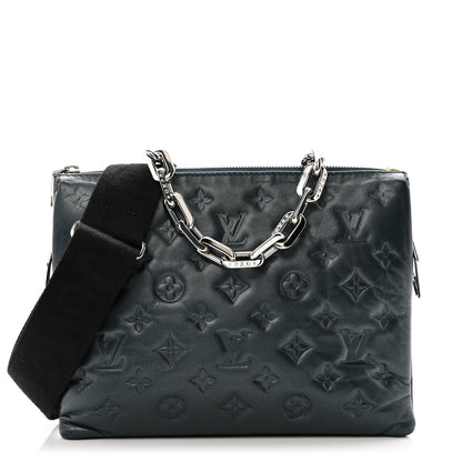 Louis Vuitton Metallic Lambskin Embossed Monogram Coussin PM Bleu 1 of 15