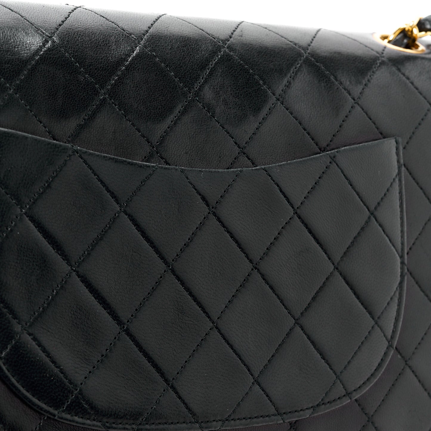 Lambskin Quilted Medium Double Flap Black