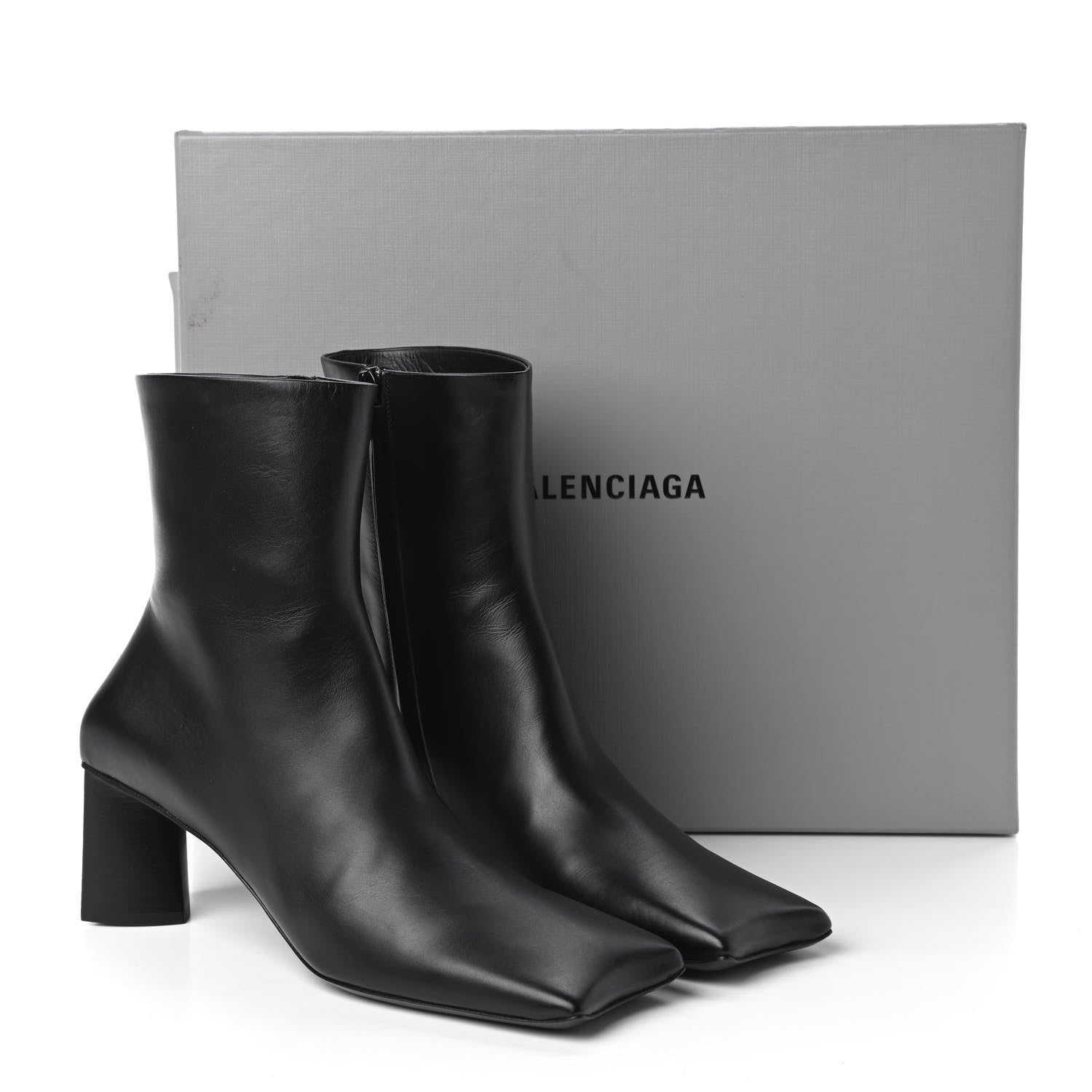 Balenciaga Smooth Calfskin Moon Square Toe 60mm Ankle Booties 38 Black 9 of 9