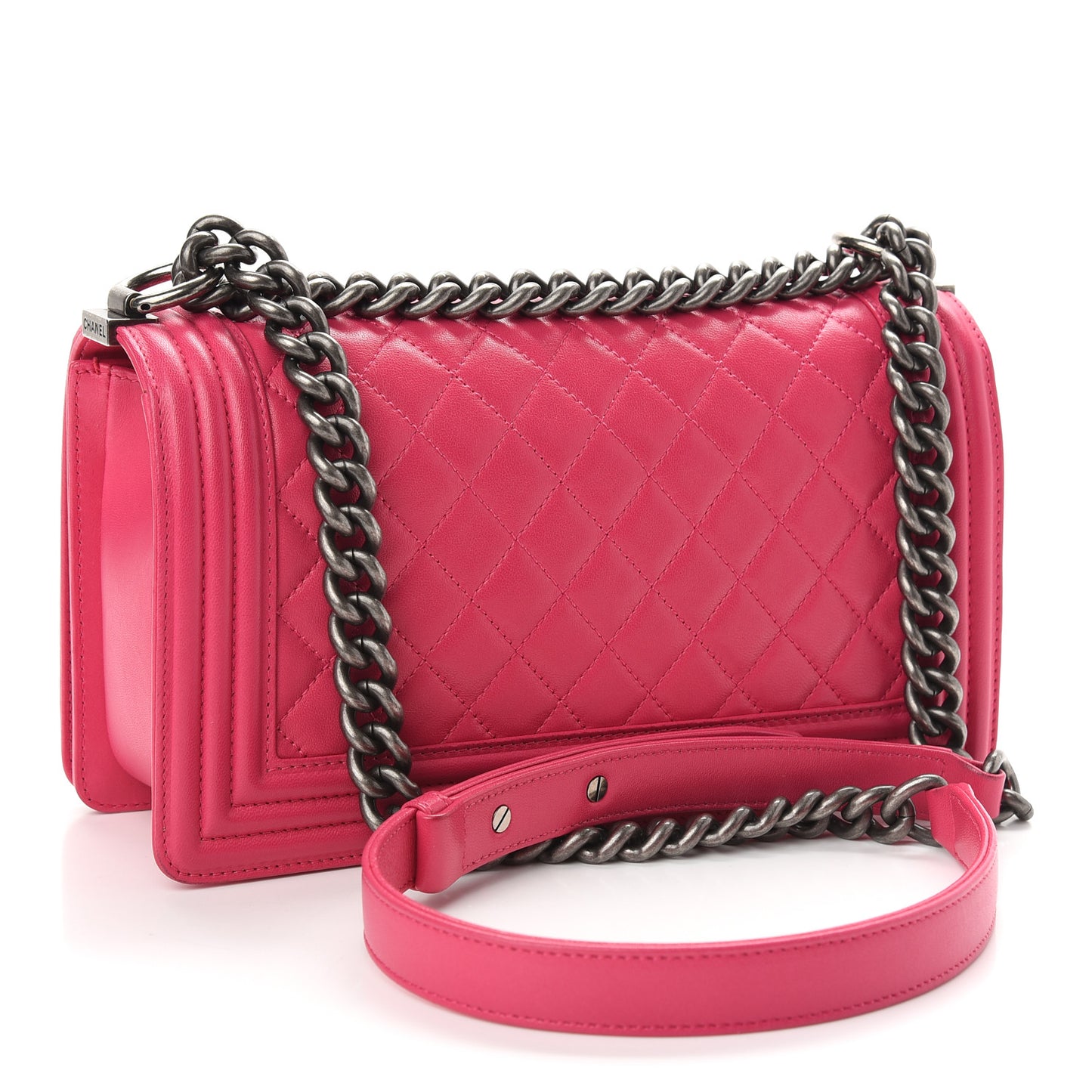 Lambskin Quilted Medium Boy Flap Pink