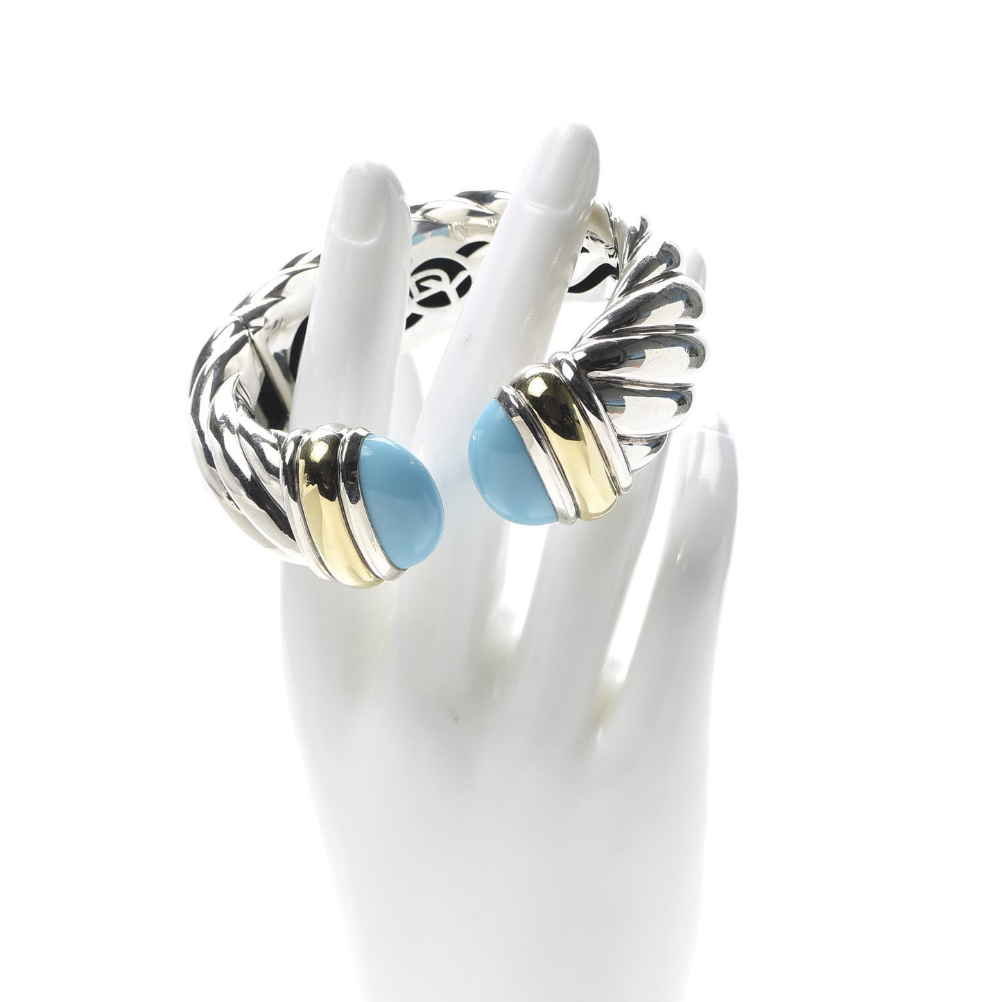 Sterling Silver 18K Yellow Gold Turquoise 25mm Waverly Bracelet