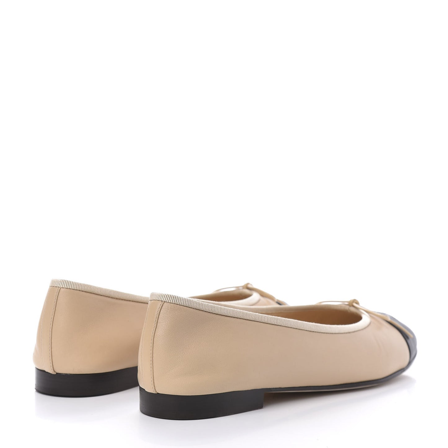 Lambskin Cap Toe CC Ballerina Flats 40 Beige Black