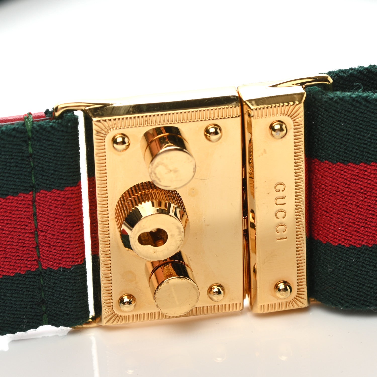 Gucci Canvas Web Belt 80 32 Green Red 4 of 7