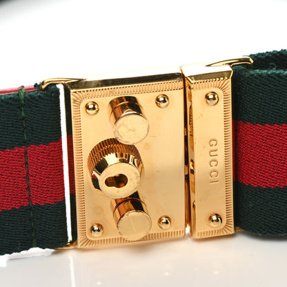 Gucci Canvas Web Belt 80 32 Green Red 4 of 7