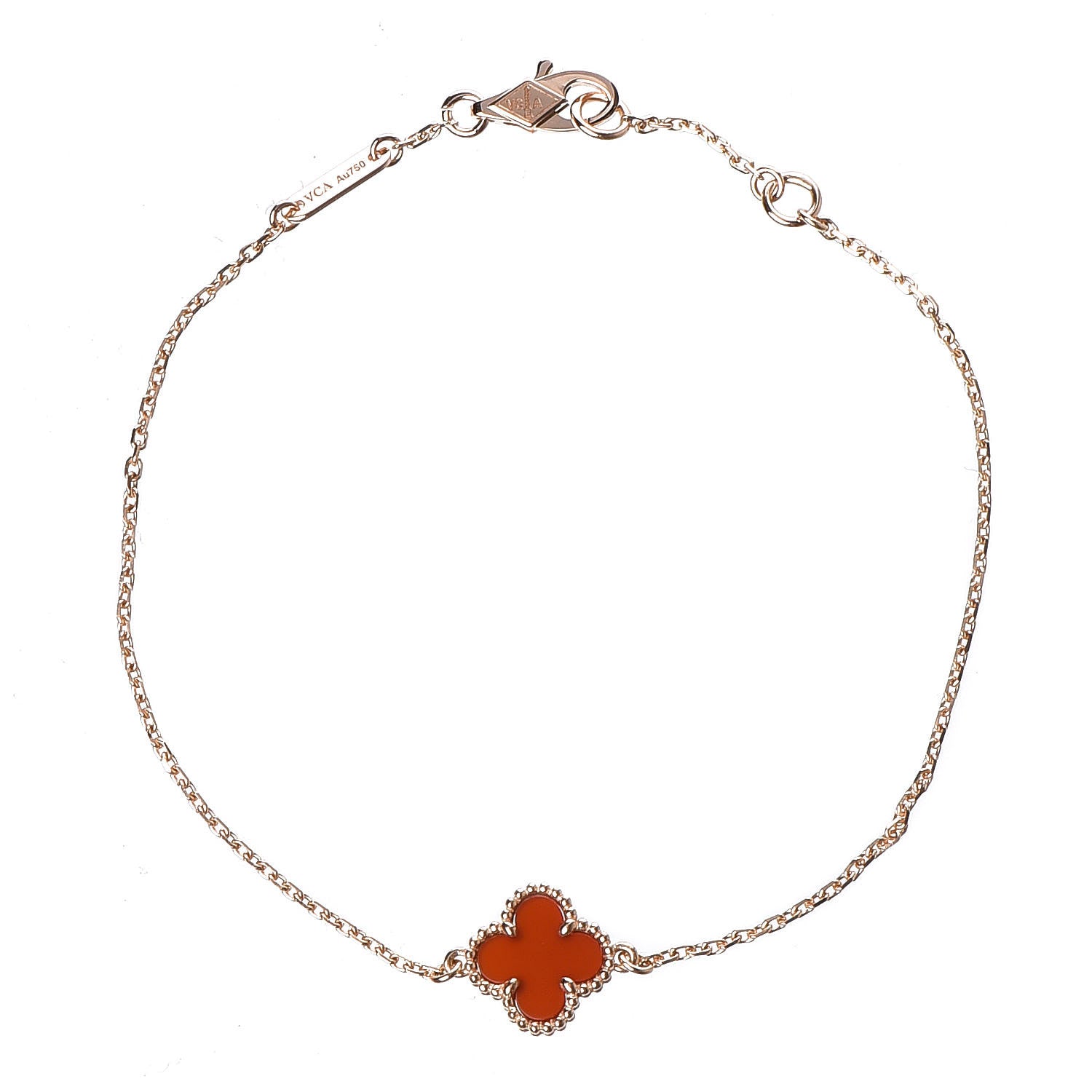 Van Cleef & Arpels 18K Rose Gold Carnelian Sweet Alhambra Bracelet 1 of 6