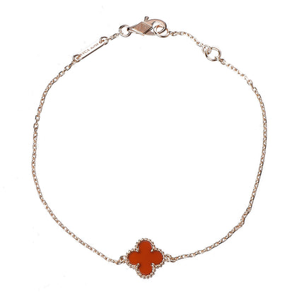Van Cleef & Arpels 18K Rose Gold Carnelian Sweet Alhambra Bracelet 1 of 6