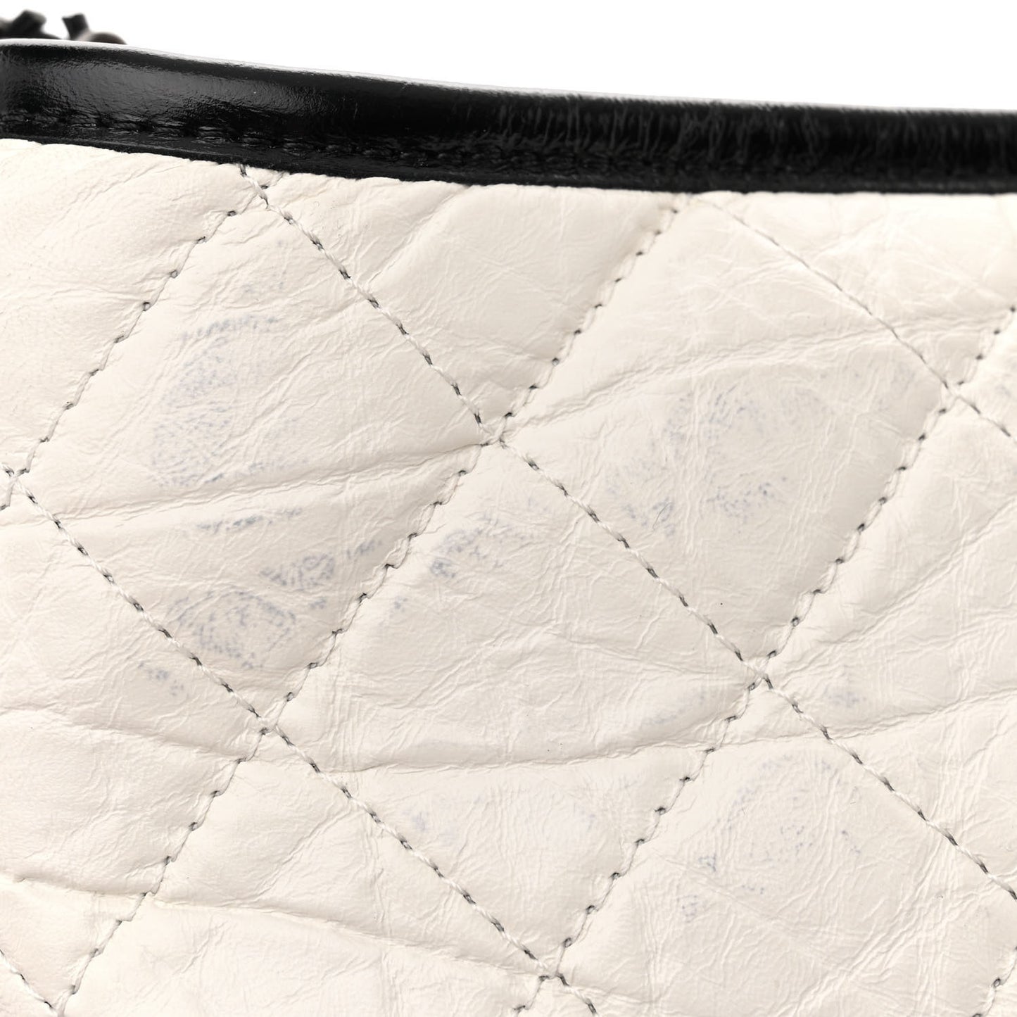 Aged Calfskin Quilted Small Gabrielle Hobo Black White