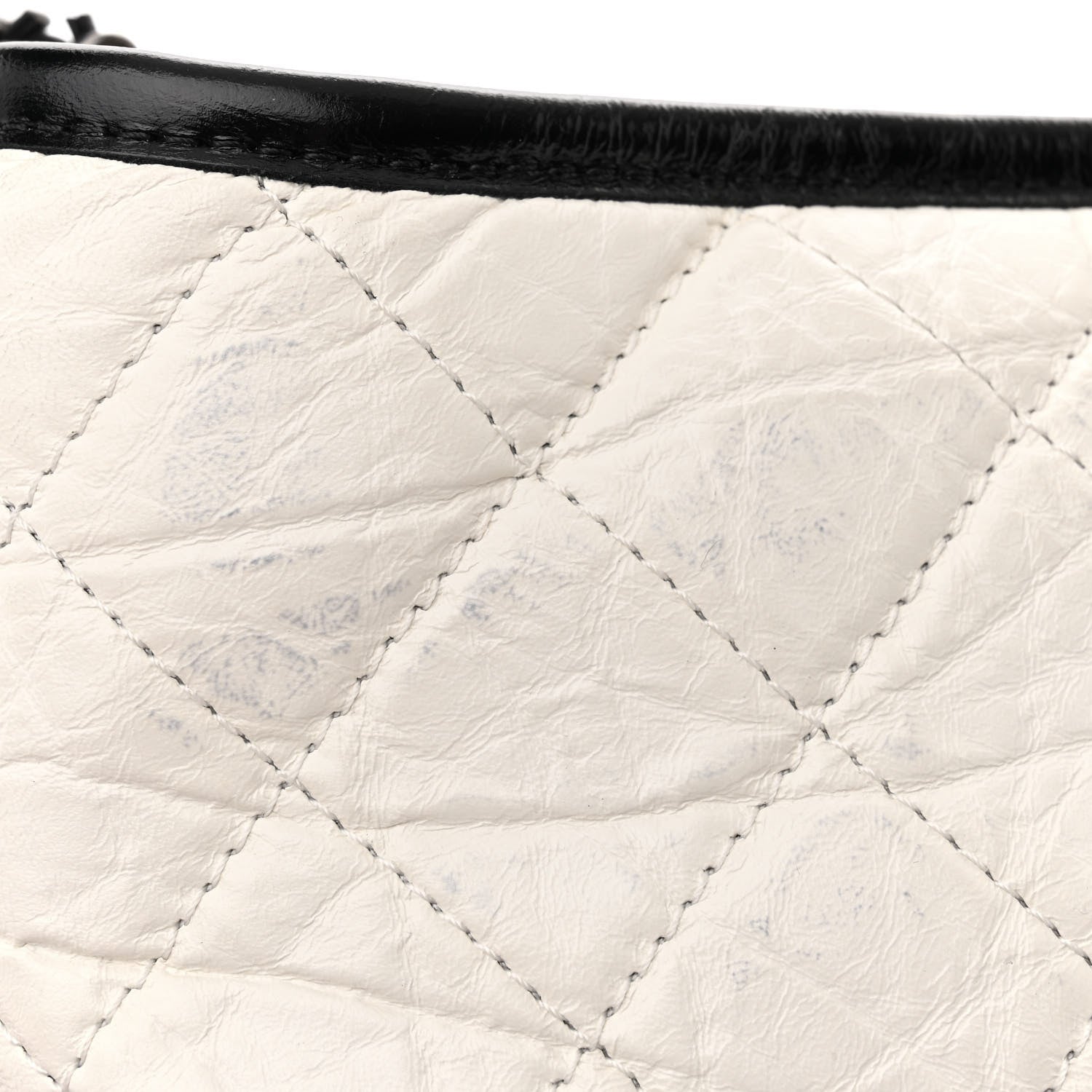 Chanel Aged Calfskin Quilted Small Gabrielle Hobo Black White 12 of 14