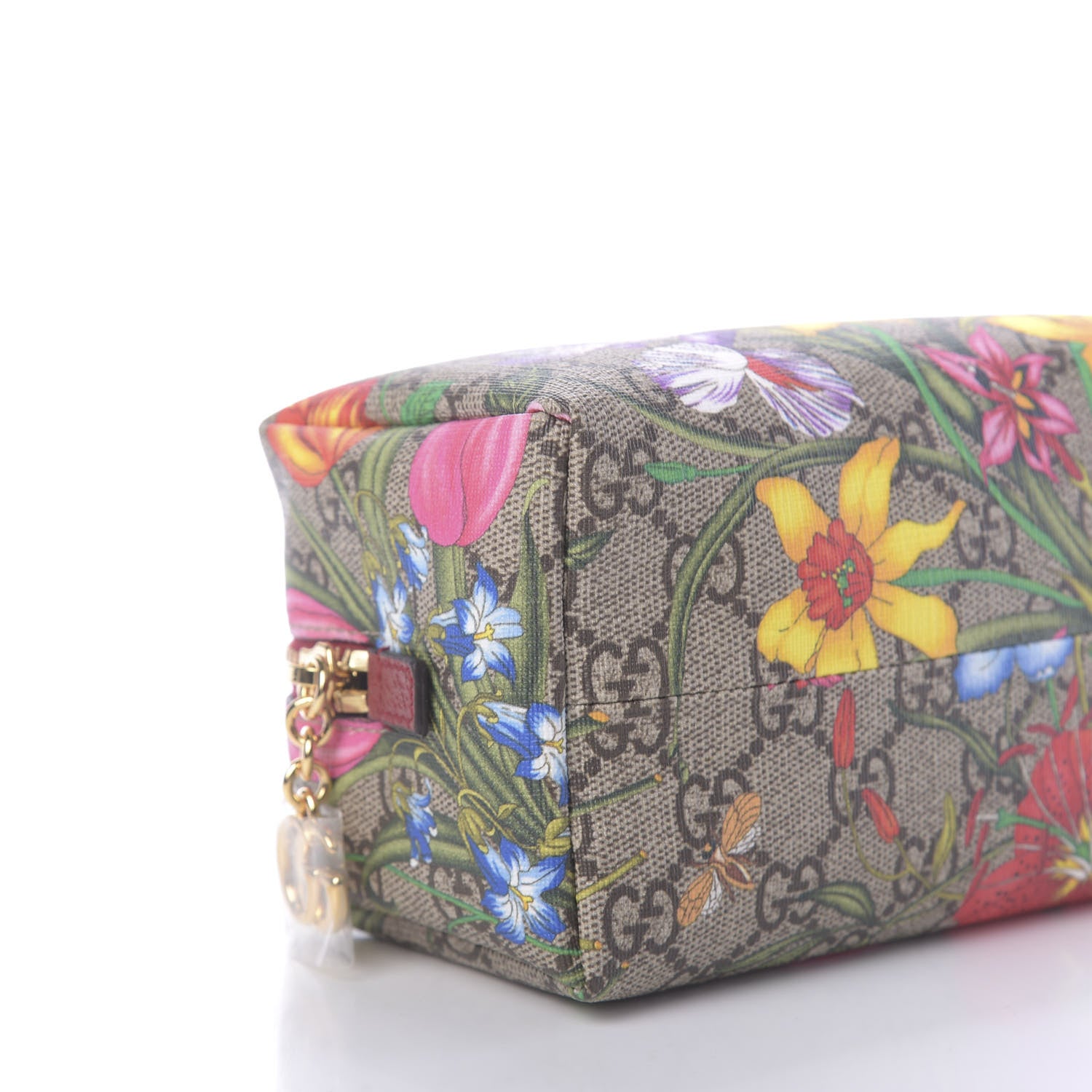 Gucci Soft GG Supreme Monogram Flora Calfskin Medium Ophidia Cosmetic Case Beige Ebony Multicolor Rosso 5 of 10