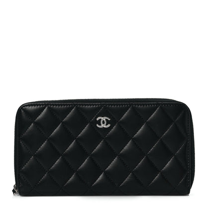 Chanel Lambskin Quilted Large Gusset Zip Around Wallet Black 1 of 9