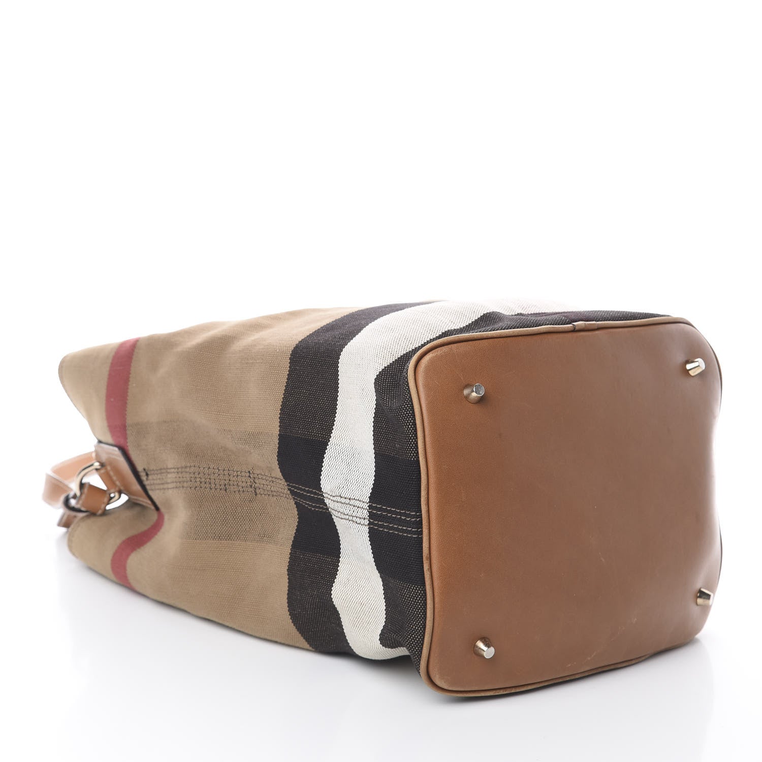 Burberry Canvas Mega Check Medium Ashby Hobo Saddle Brown 3 of 8