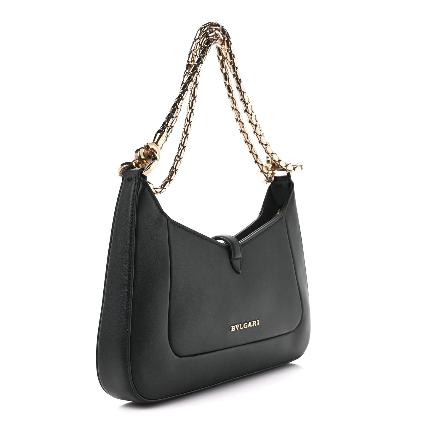 Calfskin Serpenti Baia Shoulder Bag Black