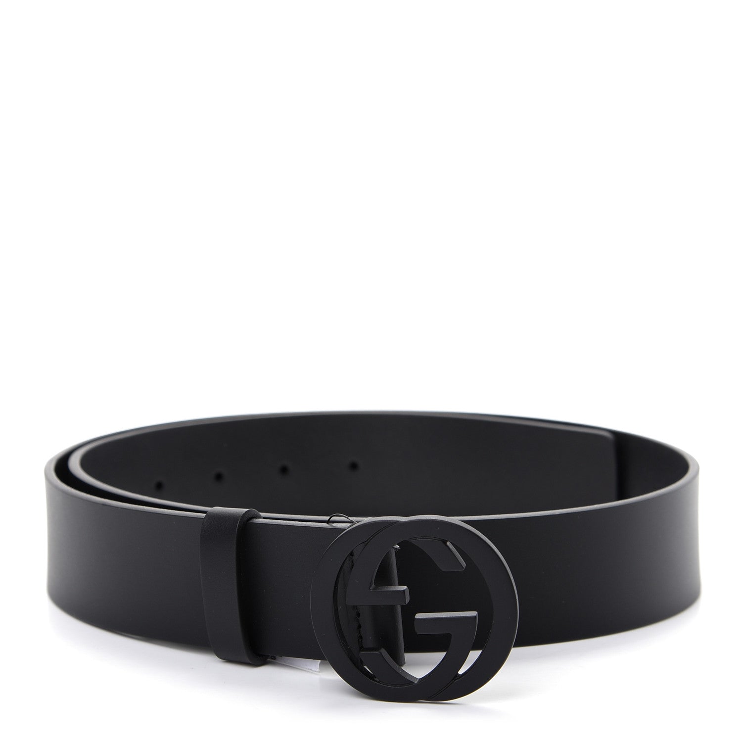 Gucci Selleria Calfskin Monochrome Interlocking G 37mm Belt 90 36 Black 1 of 5