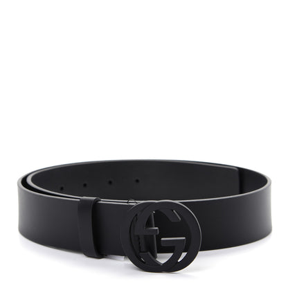 Gucci Selleria Calfskin Monochrome Interlocking G 37mm Belt 90 36 Black 1 of 5