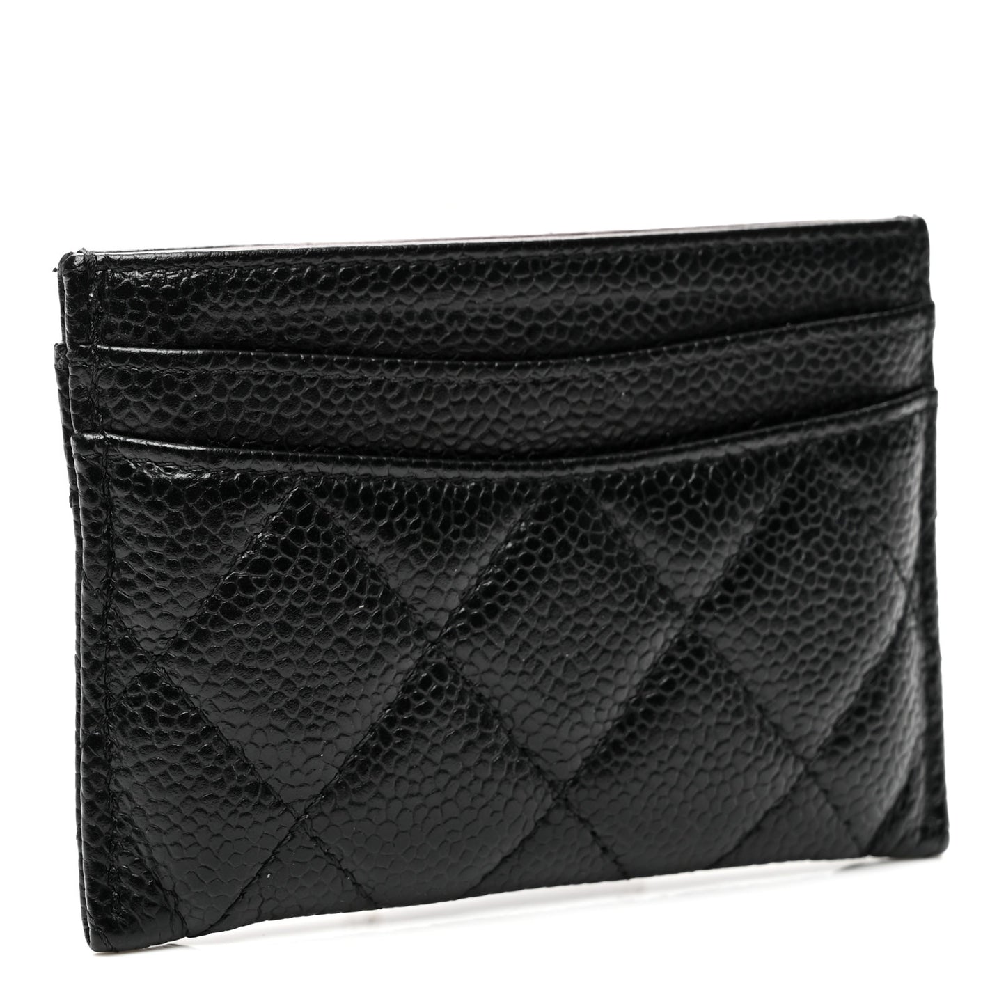 Caviar Quilted Card Holder Black