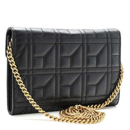 Gucci Calfskin Matelasse Mini Pearly GG Marmont Chain Wallet Black 3 of 9